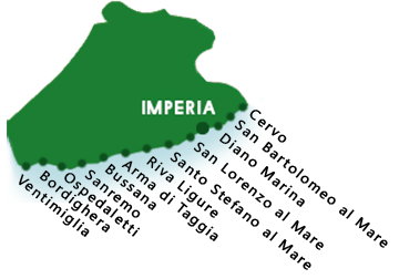 Karte von Strände in der Provinz Imperia