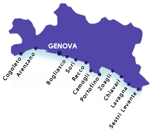 Karte von Strände in der Provinz Genua
