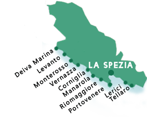 Karte von Strände in der Provinz La Spezia